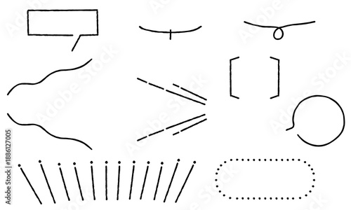 手描き風の装飾ラインと囲み線素材セット