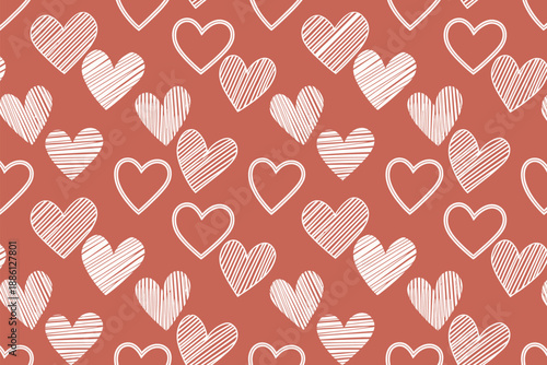 White hearts pattern on brown background Vector, illustration