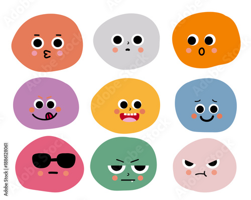 다양한 표정 이모티콘 일러스트