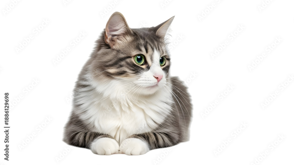 Fototapeta premium Playful Cat Action Pose Isolated on Black Background