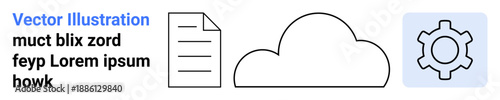 Document outline, cloud, and gear icon evoke themes thumbs up technology, data management, cloud computing, and optimization. Ideal for tech tutorials, system updates, cloud storage data sharing