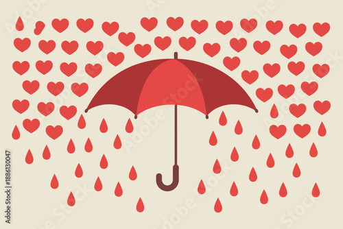 Umbrella shielded by heart rain Vector, illustration