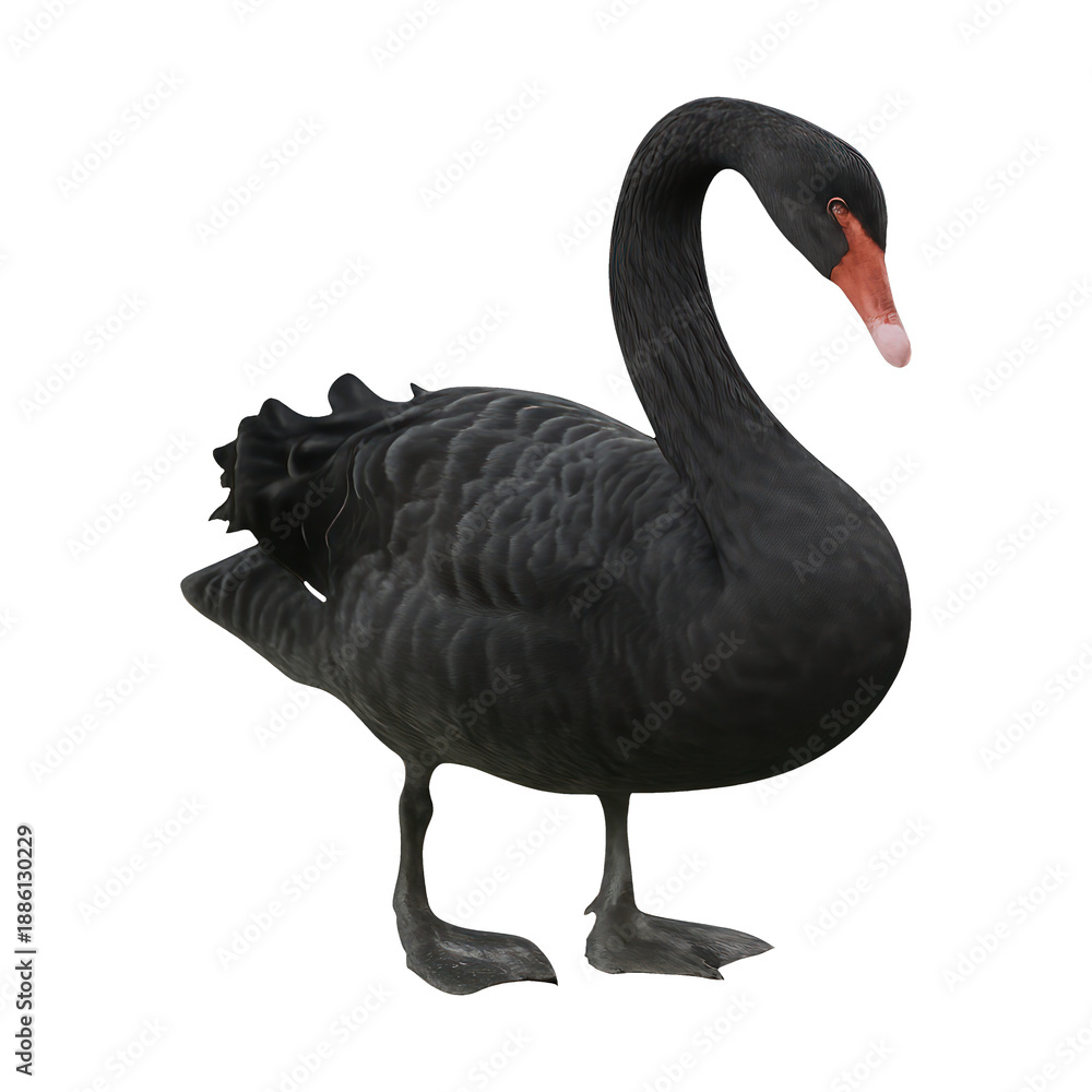 Fototapeta premium PNG Elegant black swan silhouette.