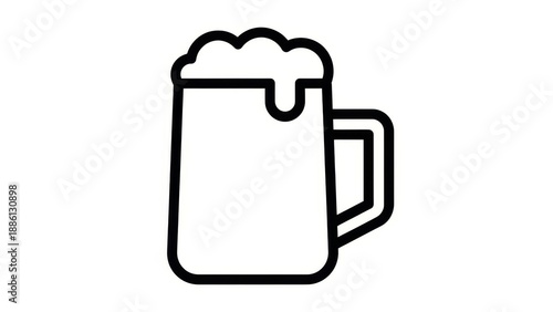 Stylized beer mug illustration featuring frothy head and bold outline design element