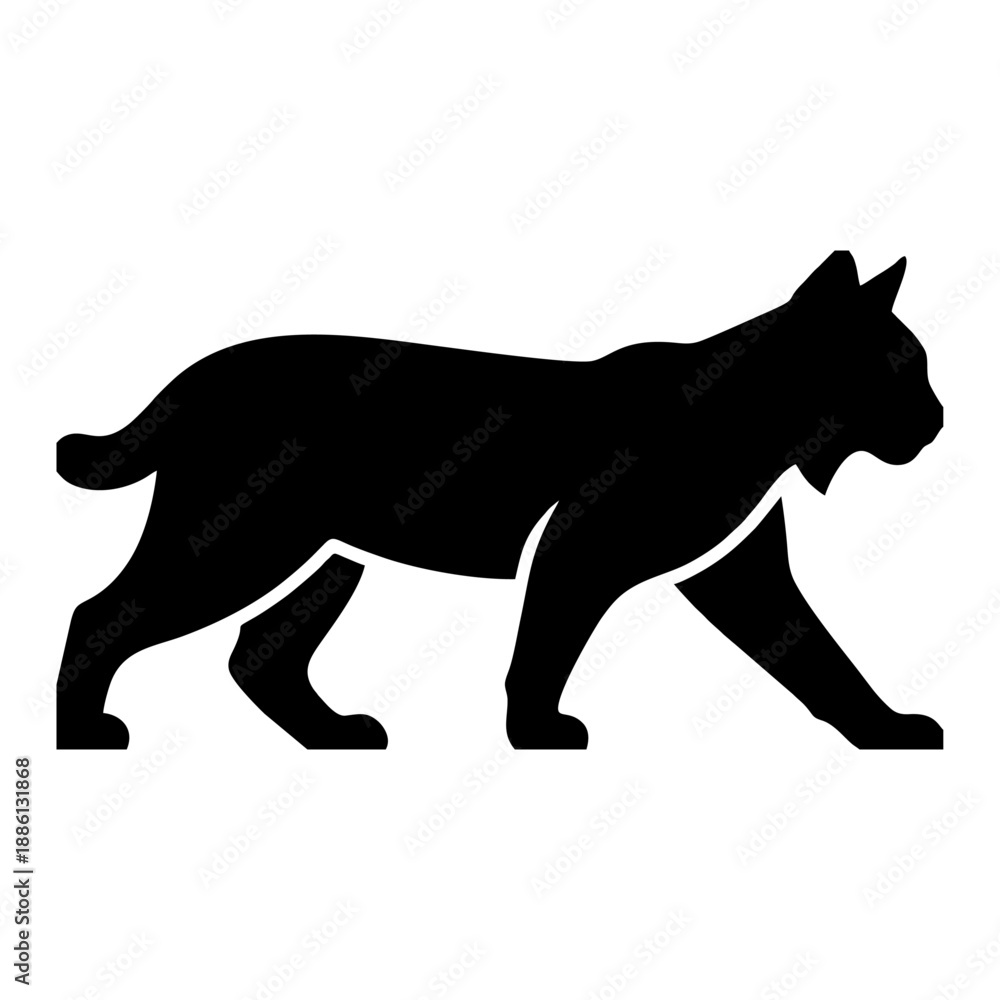 Obraz premium A sleek black panther silhouette walking in profile against a white background
