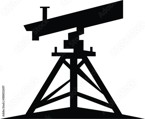 Flat Vector Illustration Silhouette of Agritech Mapping Station, Abstract Plantation Monitoring Infrastructure, Precision Agriculture Hardware, Smart Farming Equipment and Tech Management Icon