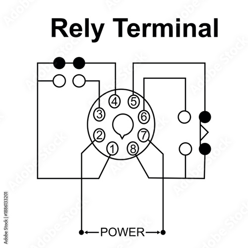 Rely Terminal Rotary Telephone Diagram With Power Connections and Circuit Wiring Illustration — Vintage Electronics Graphic