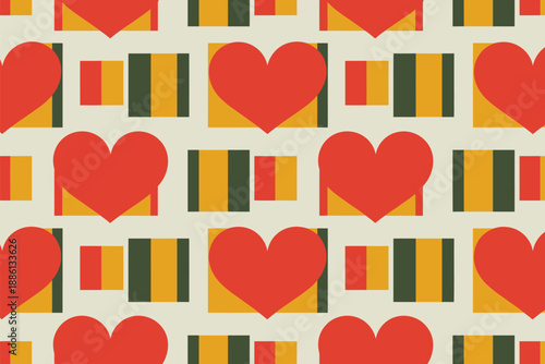Pattern of hearts and colors Vector, illustration