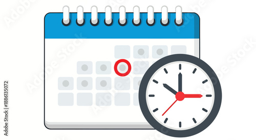 Calendar and clock symbolizing date and time management.