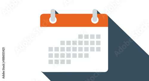 Flat design calendar icon with shadow on white background.