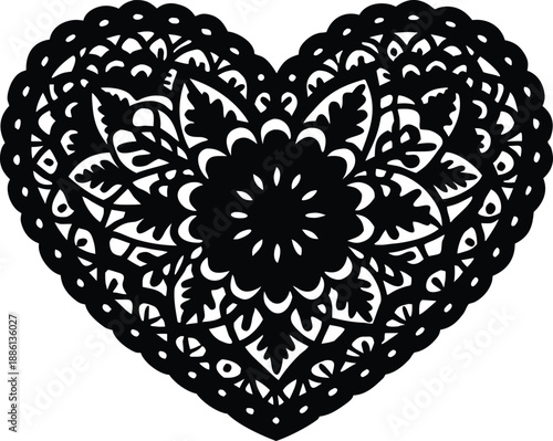 Heart Mandala, Ornate Lace Silhouette