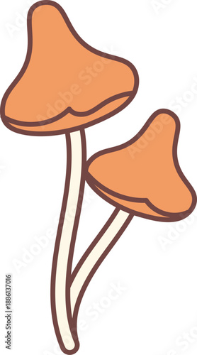 Mushroom Pair Groovy Line Art