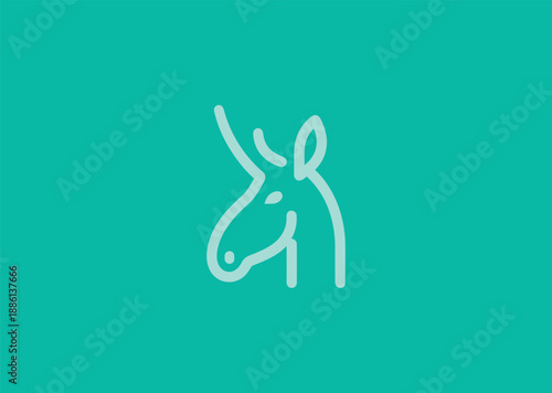 Abstract okapi simple line logo representing uniqueness, harmony, and rare beauty.