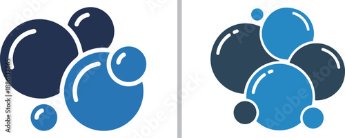 A set of two trefoil radiation symbols. The left icon is vibrant orange with a white border, and the right is a classic solid black, both featuring a modern, clean-cut aesthetic.