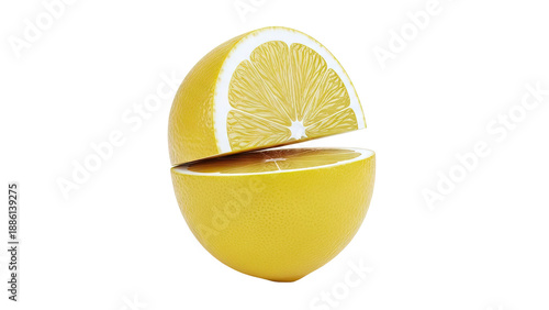 Sliced Lemon on White Background