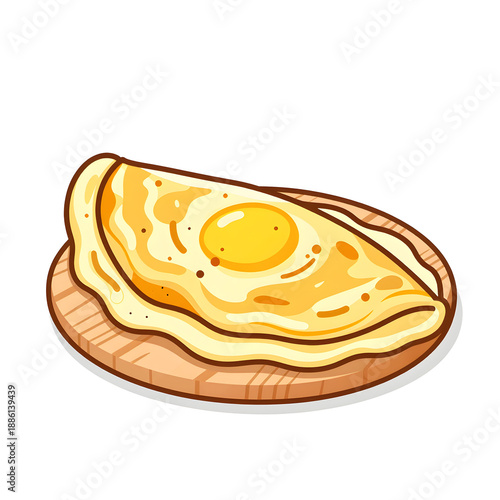 Delicious Golden Omelet Served on a Wooden Plate Ready for Breakfast