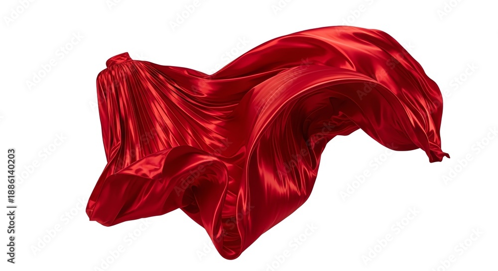 Fototapeta premium Red silk fabric flowing with transparent background