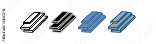 
lumber icon set multiple style collection with three stacked wood design