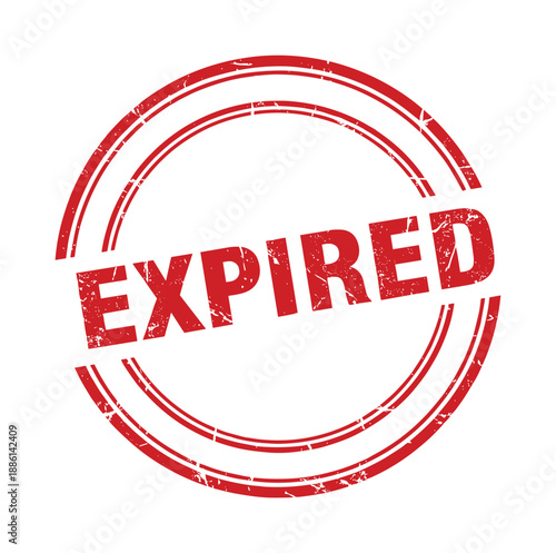 Expiring Round Grunge Rubber Stamp In Red Ink On A White Background