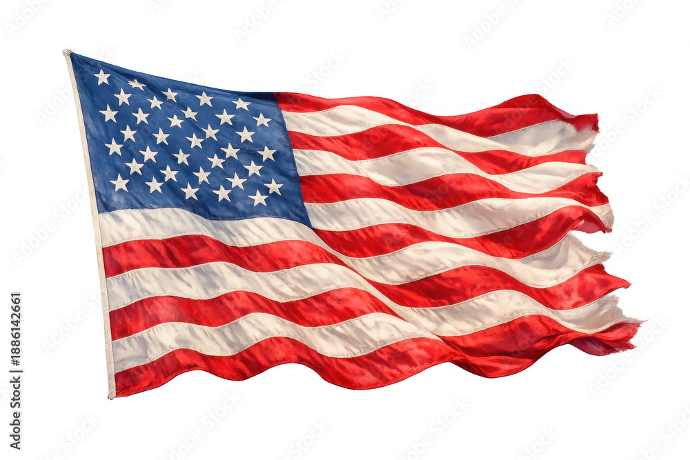 Fototapeta premium Waving american flag representing patriotism, independence, and national identity for celebrating national holidays and events