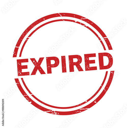 Distressed Red Expired Stamp with Circular Design for Visual Communication