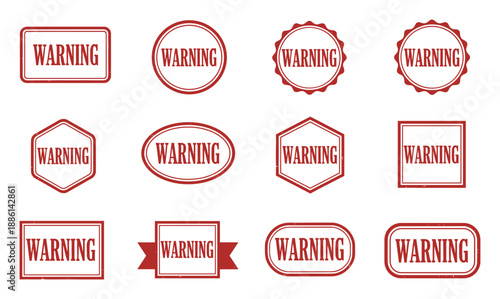 Selection of Red Warning Signs in Various Shapes for Safety & Security Usage
