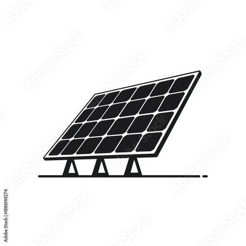 A simple black and white illustration of a single solar panel design