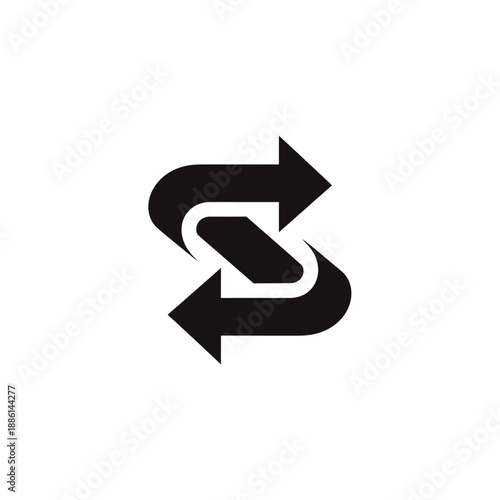 A black icon displaying two curved arrows forming a circular rotation