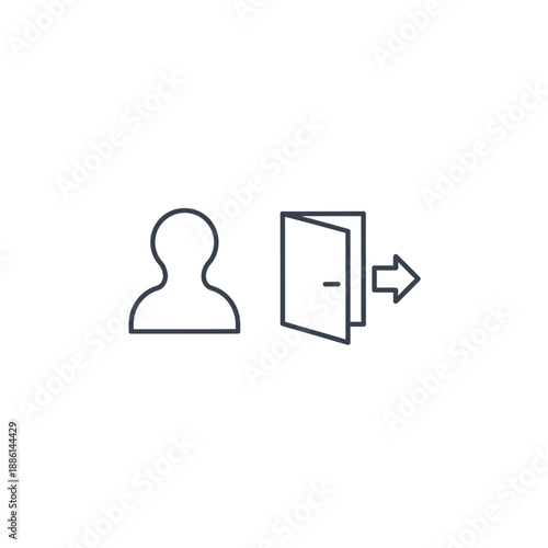 User account access door opening and forward arrow icon illustration