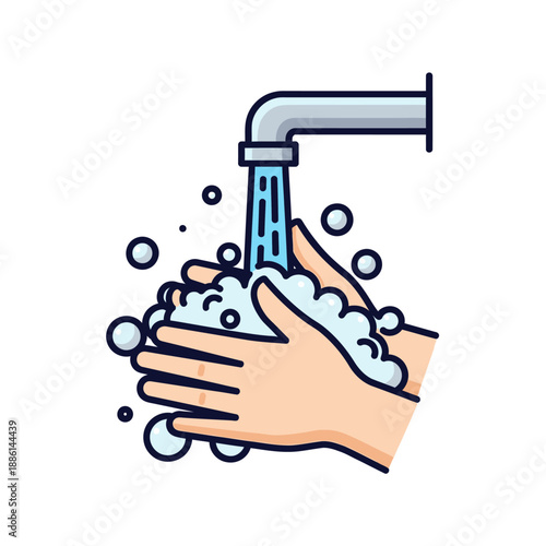 Washing hands under a faucet hygiene cleanliness and preventing the spread of germs