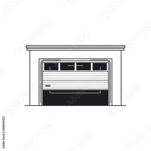 Simple illustration of a closed garage door with a minimalist design