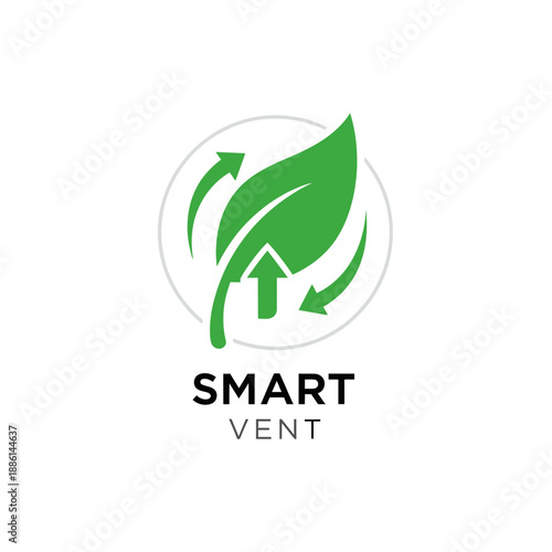 Green leaf logo with circular arrows and the text smart vent