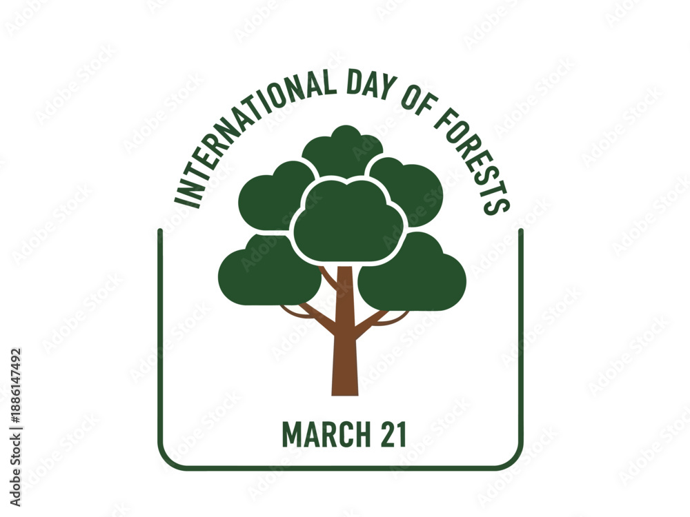 Obraz premium Celebrating International Day of Forests on March 21 with a serene tree illustration in a square frame