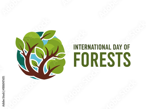 Celebrating International Day of Forests with vibrant illustration of trees and foliage from a global perspective
