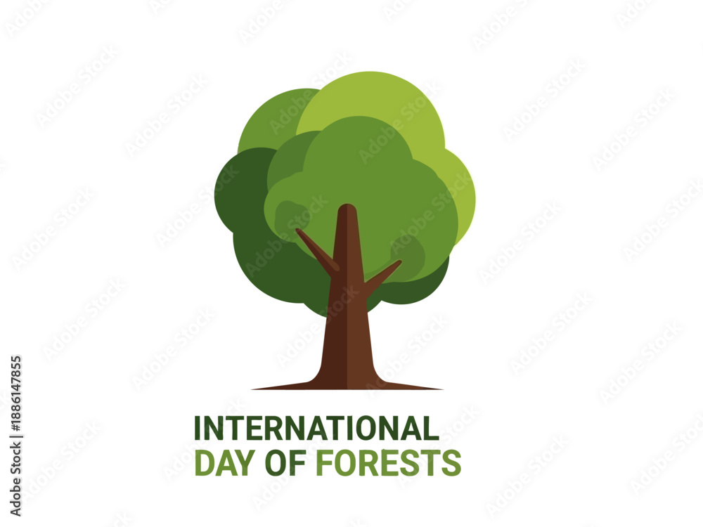 Obraz premium Celebrating International Day of Forests with a vibrant green tree illustration