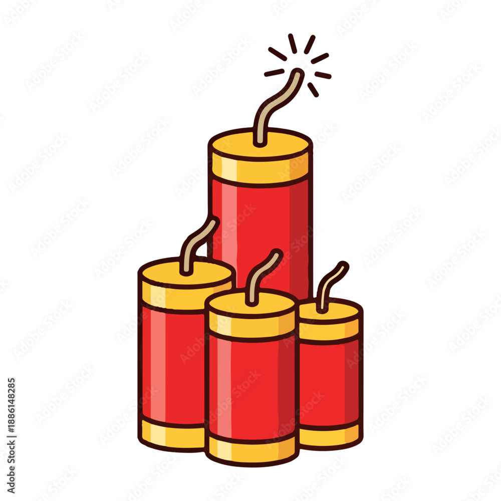 Obraz premium Chinese New Year Firecrackers Icon Festival Celebration Vector
