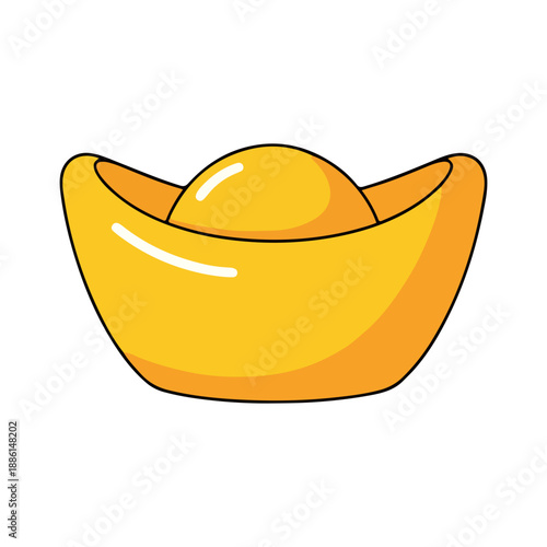 Chinese Gold Ingot Yuanbao Symbol Prosperity Wealth Icon