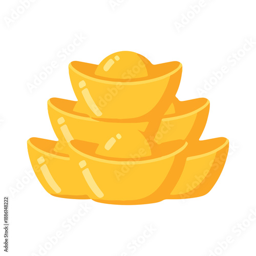 Stacked Chinese Gold Ingots Vector Illustration