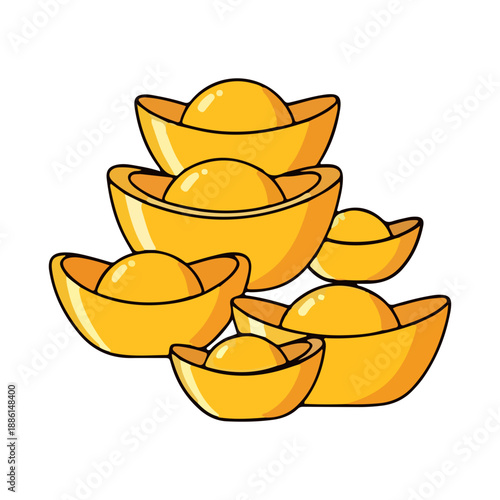 Stacked Gold Sycees Traditional Chinese Currency Icon