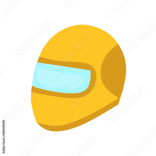 Illustration of a yellow motorcycle helmet 