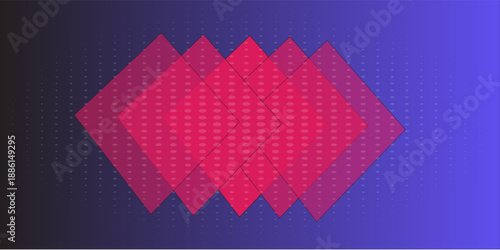 Abstract Geometric Red Diamond Shapes on Blue Purple Gradient Background