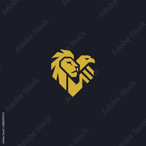 Abstract lion eagle logo in powerful and modern minimalist design.