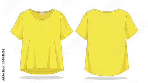 Vibrant yellow short-sleeve t-shirt with classic crew neck design, displayed from both front and back perspectives. A versatile blank garment