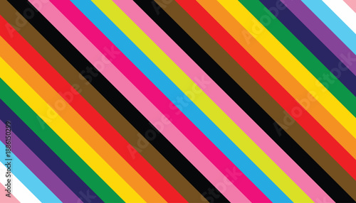 A vibrant pattern of colorful diagonal stripes forming a bright and cheerful spectrum