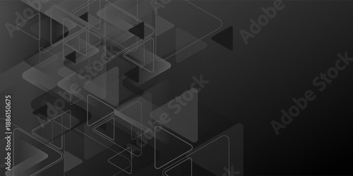 Black tech background with triangles shape. Vector graphic polygonal design