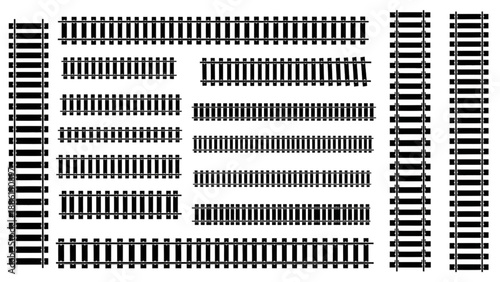 Collection of various railway track segments on a white background