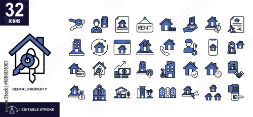 Rental Property Mixed Color Icon Set