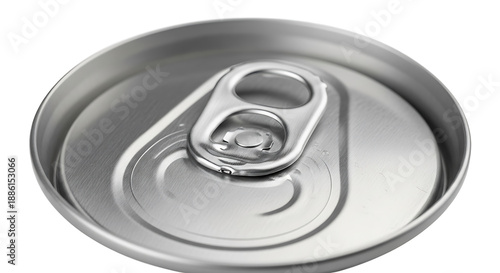 Aluminum beverage can lid pull-tab isolated on white background