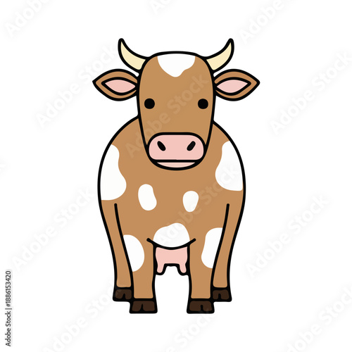 Cute Cartoon Brown Cow