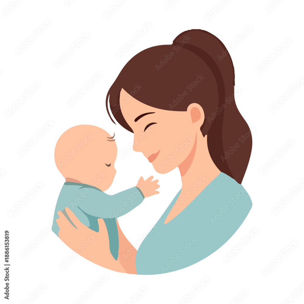 Obraz premium Mother and Baby Affection Flat Illustration